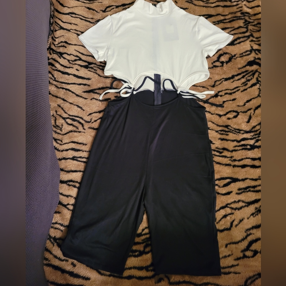 Fashion Nova Two-Toned Cut-Out Romper